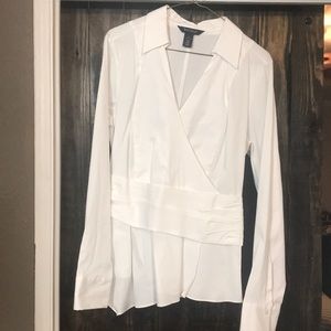 White House black market long sleeve wrap shirt